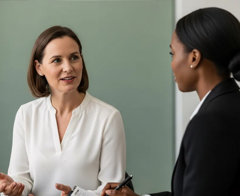 Hiring manager in conversation with a candidate during an interview